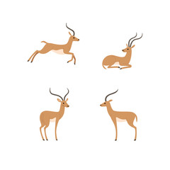 Cartoon antelope sketch line icon. Сute animals icons set. Childish print for nursery, kids apparel, poster, postcard, pattern.