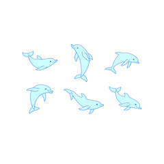 Cartoon dolphin sketch line icon. Kawaii animals icons set. Childish print for nursery, kids apparel, poster, postcard, pattern.