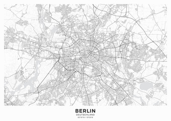 Mapa centrum Berlina. Plakat Berlina 