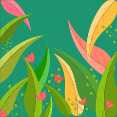 Outdoor tropical plant garden with flowers in summer art design abstract background pattern vector illustration 