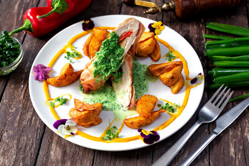 Chicken fillet with tasty side dishes