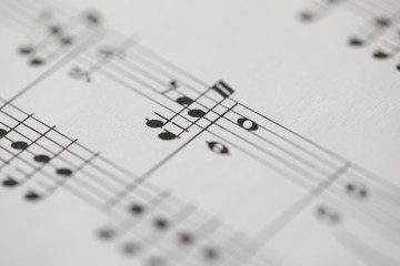 Musical notes printed on paper sheet