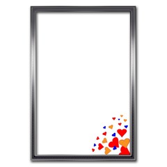 Red Blue Orange Silver Frame Heart Icon Image Sign Love Flat Design Vector Illustration