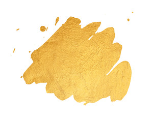 Gold Watercolor texture isolated on a white background. Abstract shape in golden color. Perfect for decor, design, textile