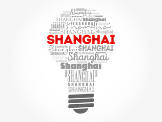 Shanghai light bulb word cloud, travel concept background