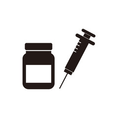 syringe and medicine bottle icon vector illustration sign