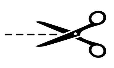 business scissors icon silhouette with cut line