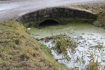 Plastikmüll schwimmt im Fluss