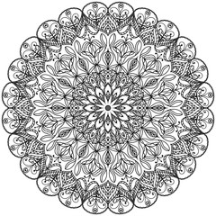 Mandala. Black ornament with the ability to paint on a white background. Vector. Ethnic element. Template for painting henna, tattoo. Illustration for placing on paper, fabric, glass, wood. 