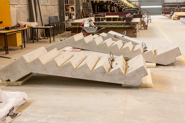 Picture of manufacturing a precast concrete stair in a German factory
