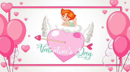 Valentine theme with cupid and pink balloons