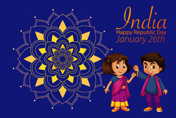 India happy republic day poster design with two kids