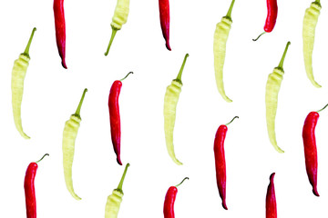Bell pepper Asia Green and red lined On a white background 