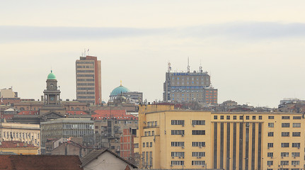 Fototapeta na wymiar A panorama of Belgrade taken from New Belgrade.