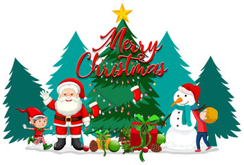 Christmas theme with Santa and snowman