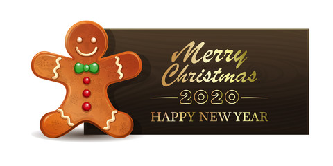 Vector wooden Christmas banner for New Year 22020