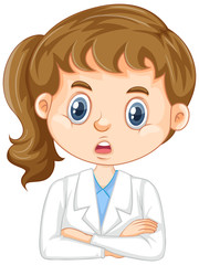 Girl in science gown on white background