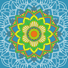 Mandala patterns on blue color