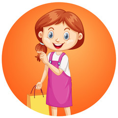 Girl on round background