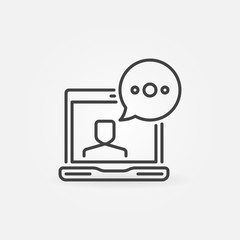 Laptop with Speech Bubble outline icon. Vector Vlog or Video blog linear concept sign