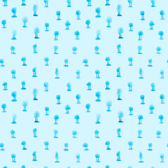 Watercolor seamless pattern with stylized sewing patchwork. Hearts and circles