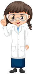 Girl in science gown on white background