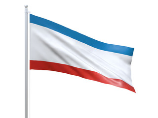 Crimea flag waving on white background, close up, isolated. 3D render