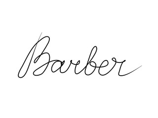 Barber handwritten text inscription. Modern hand drawing calligraphy. Word illustration black