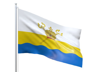 Mykolaiv oblast (Ukraine) flag waving on white background, close up, isolated. 3D render