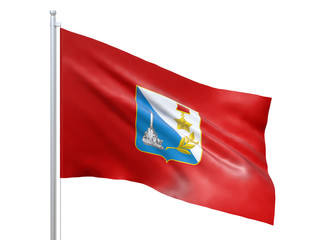 Sevastopol flag waving on white background, close up, isolated. 3D render