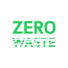 Zero waste green emblem with smeared waste . Eco label, green emblem. Vector illustration.