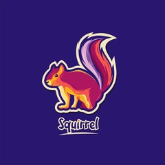 Squirrel logo design vector cartoon and illustration