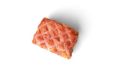 Smoked meatloaf isolated on white background.