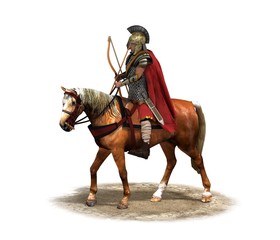  rider, warrior on horseback, 3D rendering, 3D illustration