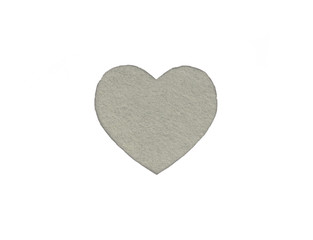 Оne gray felt heart on a white isolated background. Stock photo for the day of St. Valentine with empty space for your text. For web, print, postcards and wallpaper.