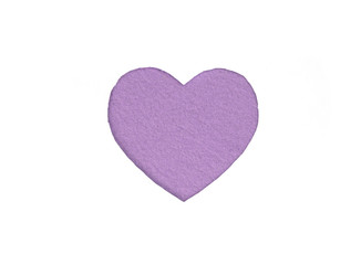 Оne felt violet heart on a white isolated background. Stock photo for the day of St. Valentine...