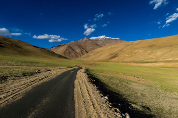 Beautiful sunny day on the way to Tso Moriri Lake, LAdakh, India, Asia