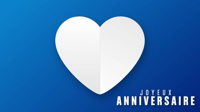 joyeux anniversaire, coeur sur fond bleu- illustration 4K