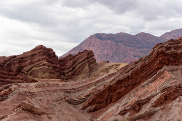 Landscape of red earth formations in Quebrada de las Conchas, Salta, northern of Argentina