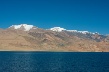 Fototapeta na wymiar Tso Moriri Lake on a clear Sunny day, Ladakh, India, Asia