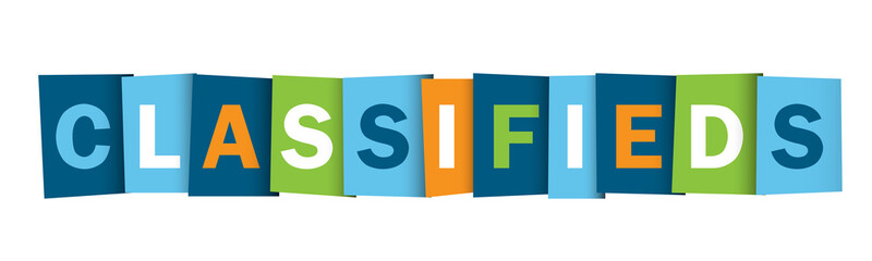 CLASSIFIEDS colorful vector typography banner