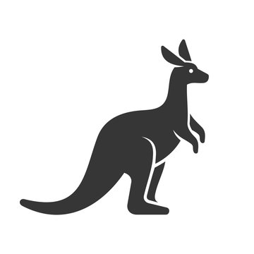 Kangaroo Icon. Logo on White Background. Vector