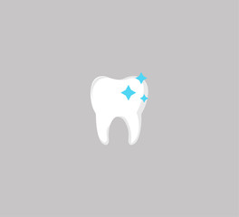 Stylish flat illustration of tooth with stars - vector dental logo layout