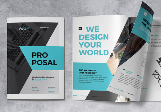 Project Proposal Brochure Layout with Blue Accents
