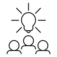 Bulb team idea icon. Outline bulb team idea vector icon for web design isolated on white background