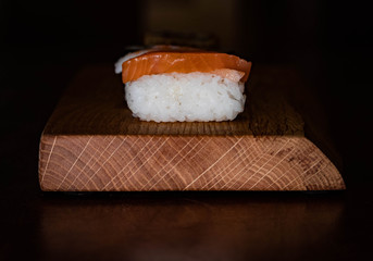 Sushi on a wooden platter