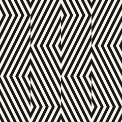 Vector geometric lines seamless pattern. Modern monochrome texture with diagonal stripes, broken lines, chevron, zigzag. Simple abstract geometry. Black and white graphic background. Trendy geo design