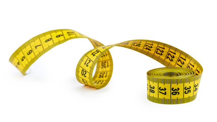 isolated measuring tape in yellow.