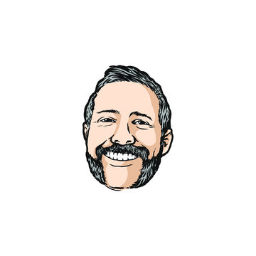 recommend clip art: Happy male face, beard man vector	