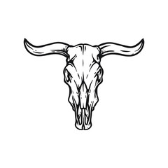 Buffalo or american bison skull. American Indians dead cow head vector illustration